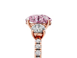 Rose gold Three-Stone Fancy Pink Round Cut Cut Diamond Pavé Band with Prong Setting_20