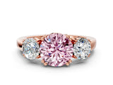 Rose gold Three-Stone Fancy Pink Round Cut Cut Diamond Ring with Channel Set Band and Four-Prong Setting_24