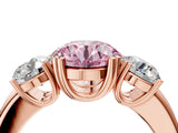 Rose gold Three-Stone Fancy Pink Round Cut Cut Diamond Ring with Channel Set Band and Four-Prong Setting_28