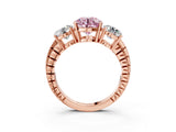 Rose gold Three-Stone Fancy Pink Round Cut Cut Diamond Ring with Channel-Set Band and Prong Setting_3