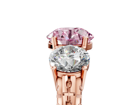 Rose gold Three-Stone Fancy Pink Round Cut Cut Diamond Ring with Channel-Set Band and Prong Setting_5