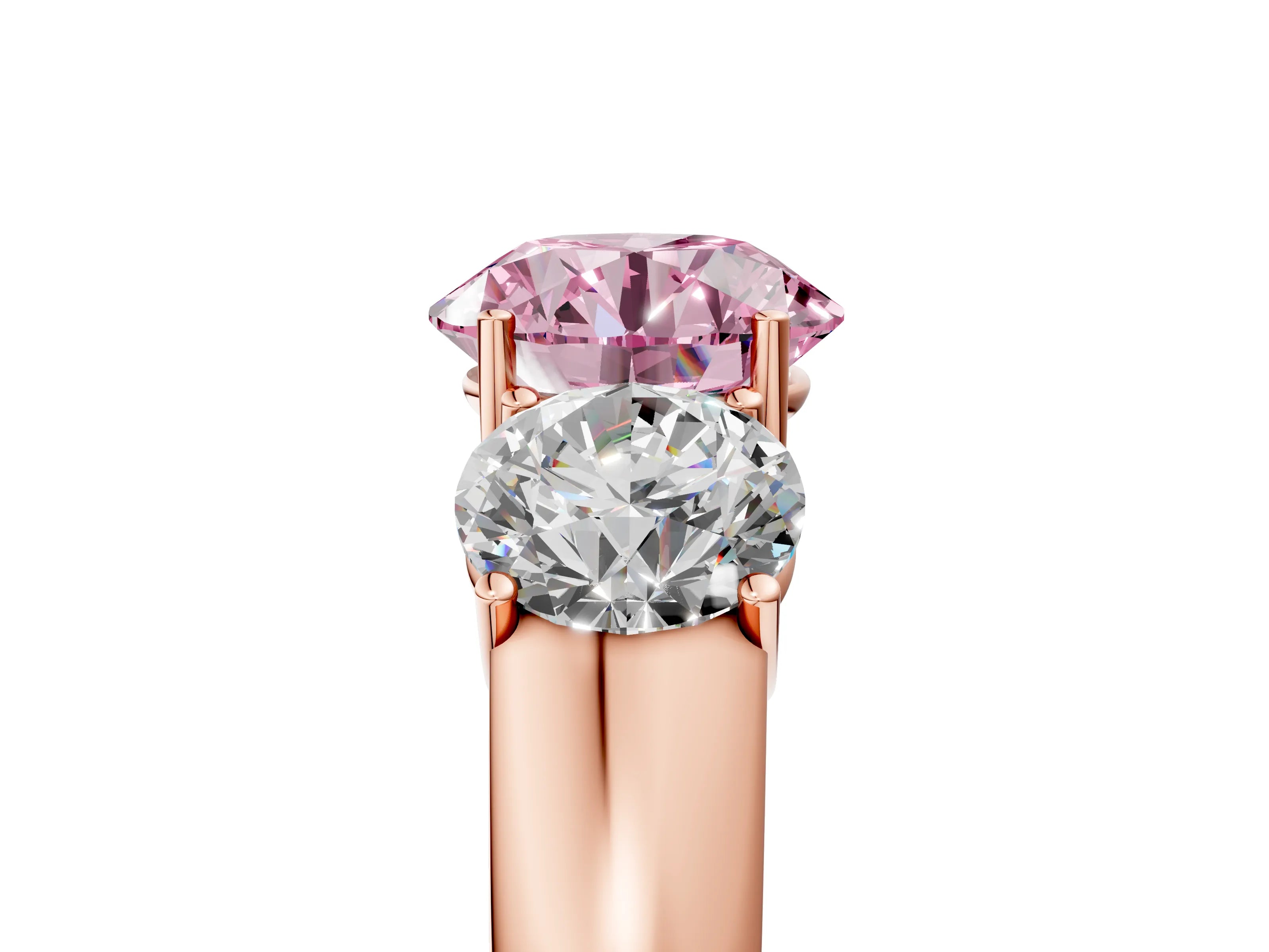Rose gold Three-Stone Fancy Pink Round Cut Cut Diamond Ring with Prong Setting and Classic Band_5
