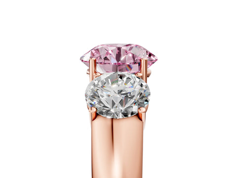Rose gold Three-Stone Fancy Pink Round Cut Cut Diamond Ring with Prong Setting and Classic Band_5