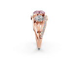Rose gold Three-Stone Fancy Pink Round Cut Cut Diamond Split Shank Prong Set Ring_2