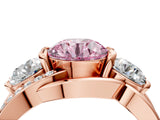 Rose gold Three-Stone Fancy Pink Round Cut Cut Diamond Split Shank Prong Set Ring_4