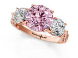 Rose gold Three-Stone Fancy Pink Round Cut Cut Milgrain Band Prong Setting Ring_1