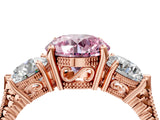 Rose gold Three-Stone Fancy Pink Round Cut Cut Milgrain Band Prong Setting Ring_4