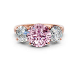 Rose gold Three-Stone Fancy Pink Round Cut Cut Solitaire Ring with Classic Prong Setting