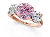 Rose gold Three-Stone Fancy Pink Round Cut Cut Solitaire Ring with Classic Prong Setting_1