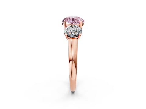 Rose gold Three-Stone Fancy Pink Round Cut Cut Solitaire Ring with Classic Prong Setting_2