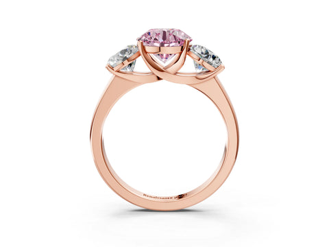 Rose gold Three-Stone Fancy Pink Round Cut Cut Solitaire Ring with Classic Prong Setting_3