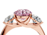 Rose gold Three-Stone Fancy Pink Round Cut Cut Solitaire Ring with Classic Prong Setting_4