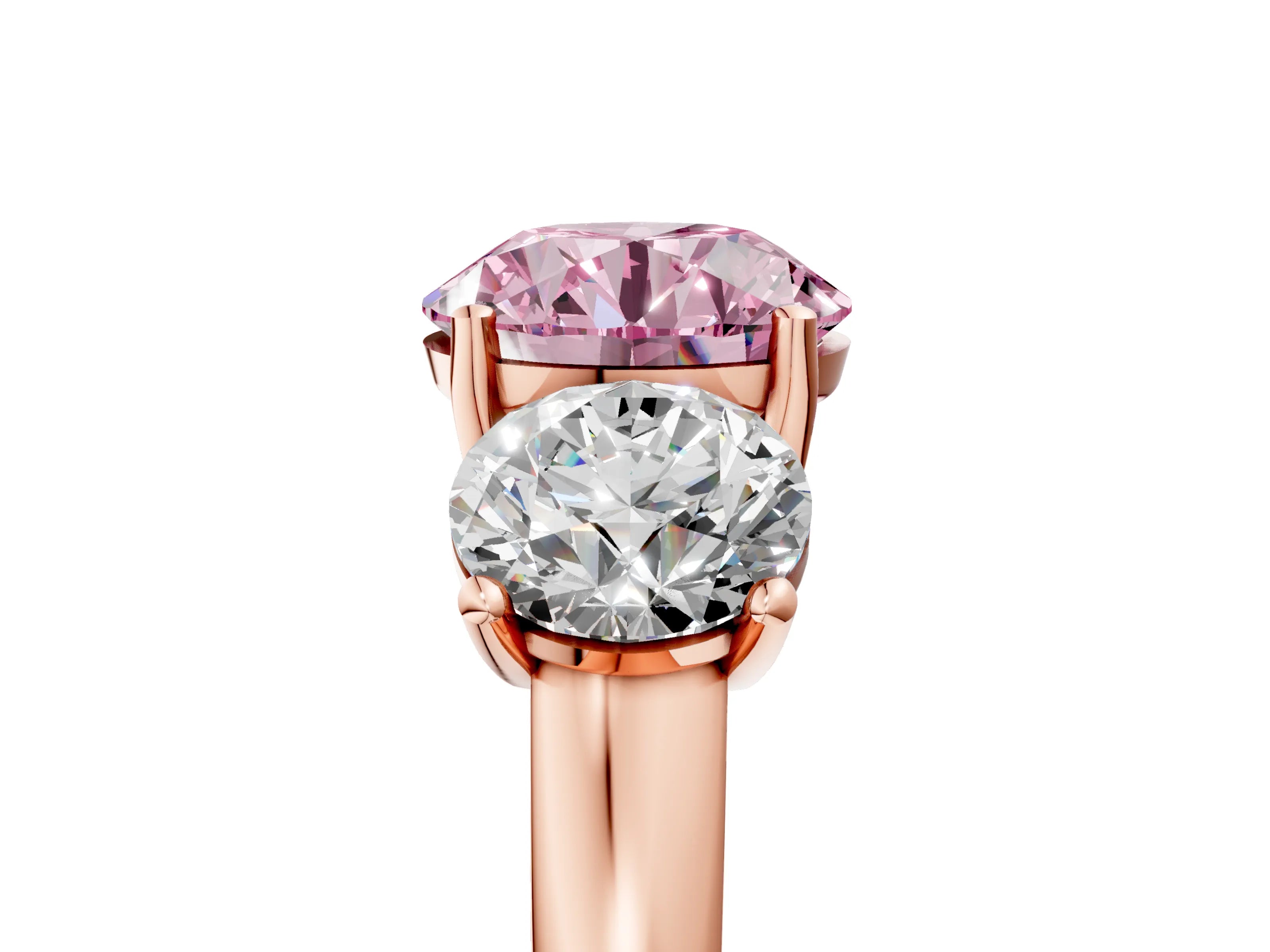 Rose gold Three-Stone Fancy Pink Round Cut Cut Solitaire Ring with Classic Prong Setting_5
