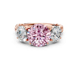 Rose gold Three-Stone Fancy Pink Round Cut Diamond Braided Band Ring with Four-Prong Setting_36