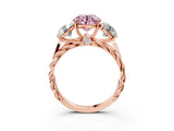 Rose gold Three-Stone Fancy Pink Round Cut Diamond Braided Band Ring with Four-Prong Setting_39