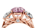 Rose gold Three-Stone Fancy Pink Round Cut Diamond Braided Band Ring with Four-Prong Setting_40