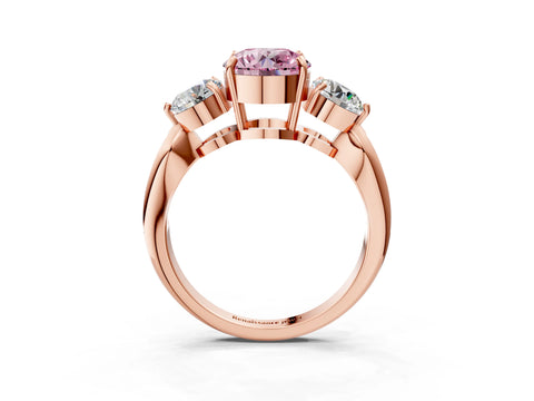 Rose gold Three-Stone Fancy Pink Round Cut Diamond Channel Set Engagement Ring with Prong Setting_15