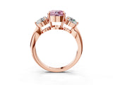 Rose gold Three-Stone Fancy Pink Round Cut Diamond Channel Set Engagement Ring with Prong Setting_3