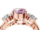 Rose gold Three-Stone Fancy Pink Round Cut Diamond Channel Set Engagement Ring with Prong Setting_4