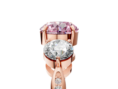 Rose gold Three-Stone Fancy Pink Round Cut Diamond Channel Set Engagement Ring with Prong Setting_5