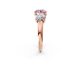 Rose gold Three-Stone Fancy Pink Round Cut Diamond Engagement Ring with Prong Setting_5