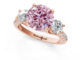 Rose gold Three-Stone Fancy Pink Round  Cut Diamond Pavé Band with Four-Prong Setting_1