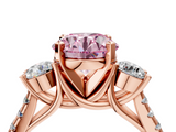 Rose gold Three-Stone Fancy Pink Round  Cut Diamond Pavé Band with Four-Prong Setting_4
