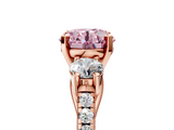 Rose gold Three-Stone Fancy Pink Round  Cut Diamond Pavé Band with Four-Prong Setting_5