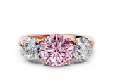 Rose gold Three-Stone Fancy Pink Round  Cut Diamond Ring with Channel-Set Band and Four-Prong Setting_17