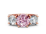 Rose gold Three-Stone Fancy Pink Round  Cut Diamond Ring with Channel-Set Band and Four-Prong Setting_35