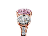 Rose gold Three-Stone Fancy Pink Round Cut Diamond Ring with Pavé Band and Prong Setting_51
