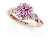 Rose gold Three-Stone Fancy Pink Round  Cut Diamond Ring with Pear Side Stones in Four-Prong Setting_1