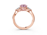 Rose gold Three-Stone Fancy Pink Round  Cut Diamond Ring with Pear Side Stones in Four-Prong Setting_3