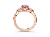 Rose gold Three-Stone Fancy Pink Round Cut Diamond Ring with Pear  Side Stones in Four-Prong Setting_39
