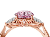 Rose gold Three-Stone Fancy Pink Round Cut Diamond Ring with Pear  Side Stones in Four-Prong Setting_40
