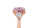 Rose gold Three-Stone Fancy Pink Round Cut Diamond Ring with Pear  Side Stones in Four-Prong Setting_41