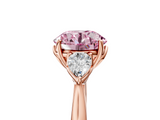 Rose gold Three-Stone Fancy Pink Round  Cut Diamond Ring with Pear Side Stones in Four-Prong Setting_5