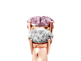 Rose gold Three-Stone Fancy Pink Round Cut Diamond Ring with Round Side Stones, Classic Band, and Four-Prong Setting_5