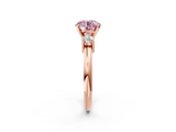 Rose gold Three-Stone Fancy Pink Round  Cut Diamond Solitaire with Prong Setting and Classic Band_2