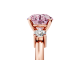 Rose gold Three-Stone Fancy Pink Round  Cut Diamond Solitaire with Prong Setting and Classic Band_5