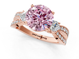 Rose gold Three-Stone Fancy Pink Round  Cut Diamond Twist Band with Prong Setting_1