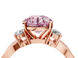 Rose gold Three-Stone Fancy Pink Round  Cut Diamond Twist Band with Prong Setting_4