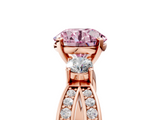 Rose gold Three-Stone Fancy Pink Round  Cut Diamond Twist Band with Prong Setting_5