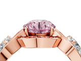 Rose gold Three-Stone Fancy Pink Round Cut Diamond Wave Pave Band with Prong Setting_4