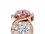 Rose gold Three-Stone Fancy Pink Round Cut Diamond Wave Pave Band with Prong Setting_5