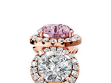 Rose gold Three-Stone Fancy Pink Round Cut Halo Diamond Ring with Pave Band and Four-Prong Setting_5