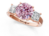 Rose gold Three-Stone Fancy Pink Round  Cut Solitaire Ring with Prong Setting_4