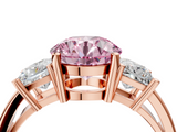 Rose gold Three-Stone Fancy Pink Round  Cut Solitaire Ring with Prong Setting_7