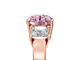 Rose gold Three-Stone Fancy Pink Round  Cut Solitaire Ring with Prong Setting_8