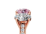 Rose gold Three-Stone Fancy Pink Round  Diamond Milgrain Pave Band with Prong Setting 5